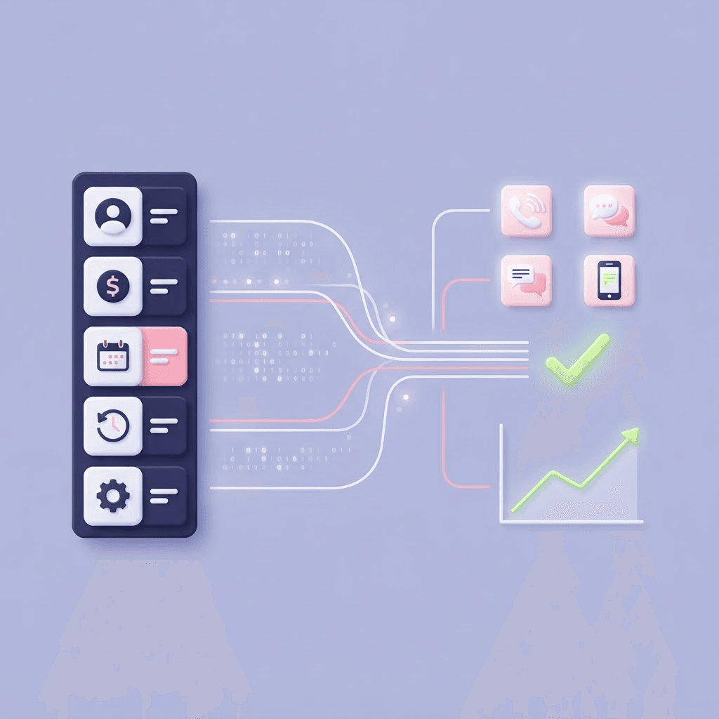 Customer billing data flowing into personalized IVR, chatbot, voice, and text payment conversations with a successful payment confirmation.