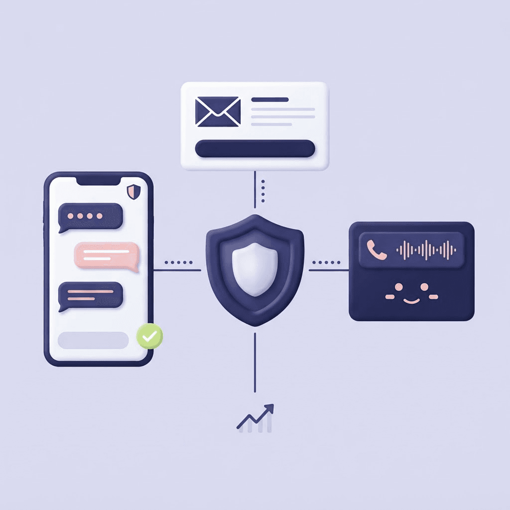 Automated Digital Collector outreach across branded text messages, email, and AI phone calls